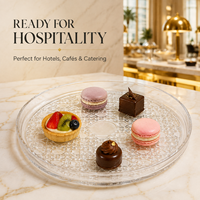 Assiette à dessert en verre gaufré transparent, plateau de service rond en gros pour dattes, noix, bonbons, baklava et délices turcs