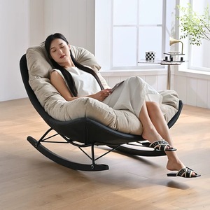 Chaises de salon modernes de luxe, grande chaise à bascule inclinable, canapé lounge, simple, paresseux, cadre en cuir et métal, meubles de relaxation pour adultes - Product Image 2