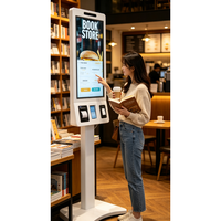 Terminal de commande en libre-service avec lecteur de paiement NFC intégré, écran 32 pouces, pour restauration rapide, sur pied, pour restaurant
