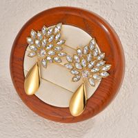 Anting-anting Juntai bentuk tetesan air mewah antik, anting-anting kancing kristal berlian bunga elegan modis