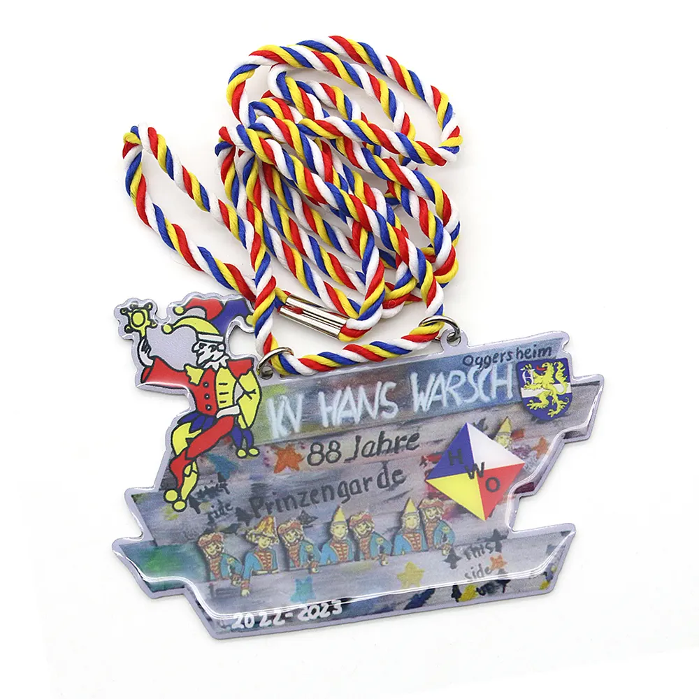 Cartoon Duitsland Custom Crown Event Promotie Souvenir Sportmedailles Met Kleurrijke Lint Cmyk Afdrukken Medaille