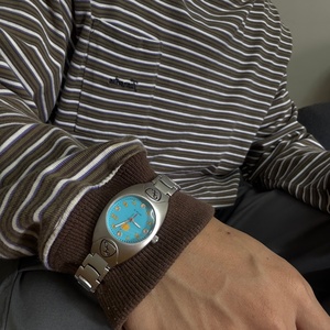 Original American Style Vintage Fashion Acrylic Strap Eco-Friendly Quartz Round <b>Case</b> Butterfly Clasp <b>Watch</b> 30m Water Waterproof - Product Image 3