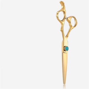 กรรไกรตัดผมสีทอง 6.0 นิ้ว กรรไกรซอยผมสแตนเลสทรงโค้ง สำหรับใช้ในร้านเสริมสวย - Product Image 4