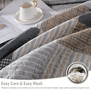 Juego <span class=keywords><strong>de</strong></span> Ropa <span class=keywords><strong>de</strong></span> Cama <span class=keywords><strong>de</strong></span> 3 Piezas en Gris con Diseño <span class=keywords><strong>de</strong></span> Patchwork, 100% Algodón, Tamaños Queen y King, para Hogar y Hotel, Venta al Por Mayor <span class=keywords><strong>de</strong></span> Fábrica - Product Image 3