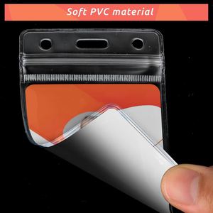 Porte-badges d'identification étanches personnalisés, porte-cartes d'identité en PVC transparent épais pour cadeaux d'affaires, porte-cartes de crédit refermable 2,55" x 4,52" - Product Image 4