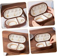 Boîte à bijoux en bois vintage élégante Organisateur portable pour voyage Mallette de rangement compacte peinte pour colliers Bracelets boucles d'oreilles
