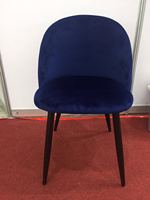 Chaise en velours de mobilier moderne chaise longue rembourrée en velours en tissu bleu marine doux pour salon