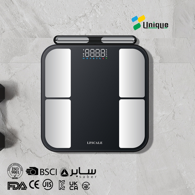 Unique ODM Intelligent LED 8 Point Contact Electrodes Weight Measuring BIA Scale with Bioimpedance Digital Body Fat Smart Scale