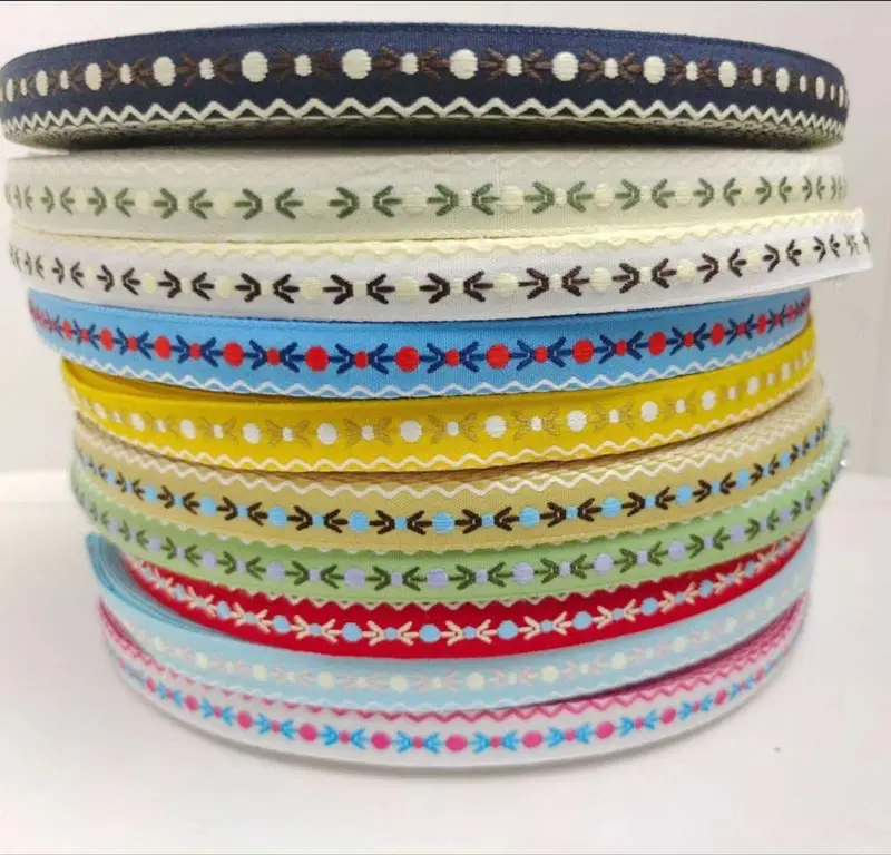 1.2cm Ethnic Polyester Jacquard Custom Colorful Webbing For Garment Decorative Accessories