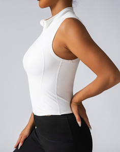 Canottiere sportive a collo alto da donna senza maniche con cerniera a secco rapido per la corsa Yoga per il Fitness - Product Image 4