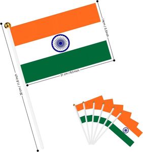 15 Banderas Indias con Asta, Decoraciones para Fiestas, 14x21cm, Asta Blanca de Poliéster, para el Día de la Cultura, Eventos Deportivos, Jardín, Uso en Exteriores - Product Image 2