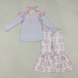 Conjunto informal rosa con estampado floral y lazos de calabaza para niñas (12-18 meses a 7-8 años) Primavera Verano - Product Image 1