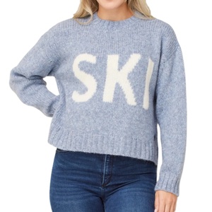 Personalized Womens Crewneck <strong>Jumper</strong> SKI Text Knitted Sweater Ski Chunky Sweater <strong>Jumper</strong> Cropped SKI <strong>Graphic</strong> Sweater - Product Image 5