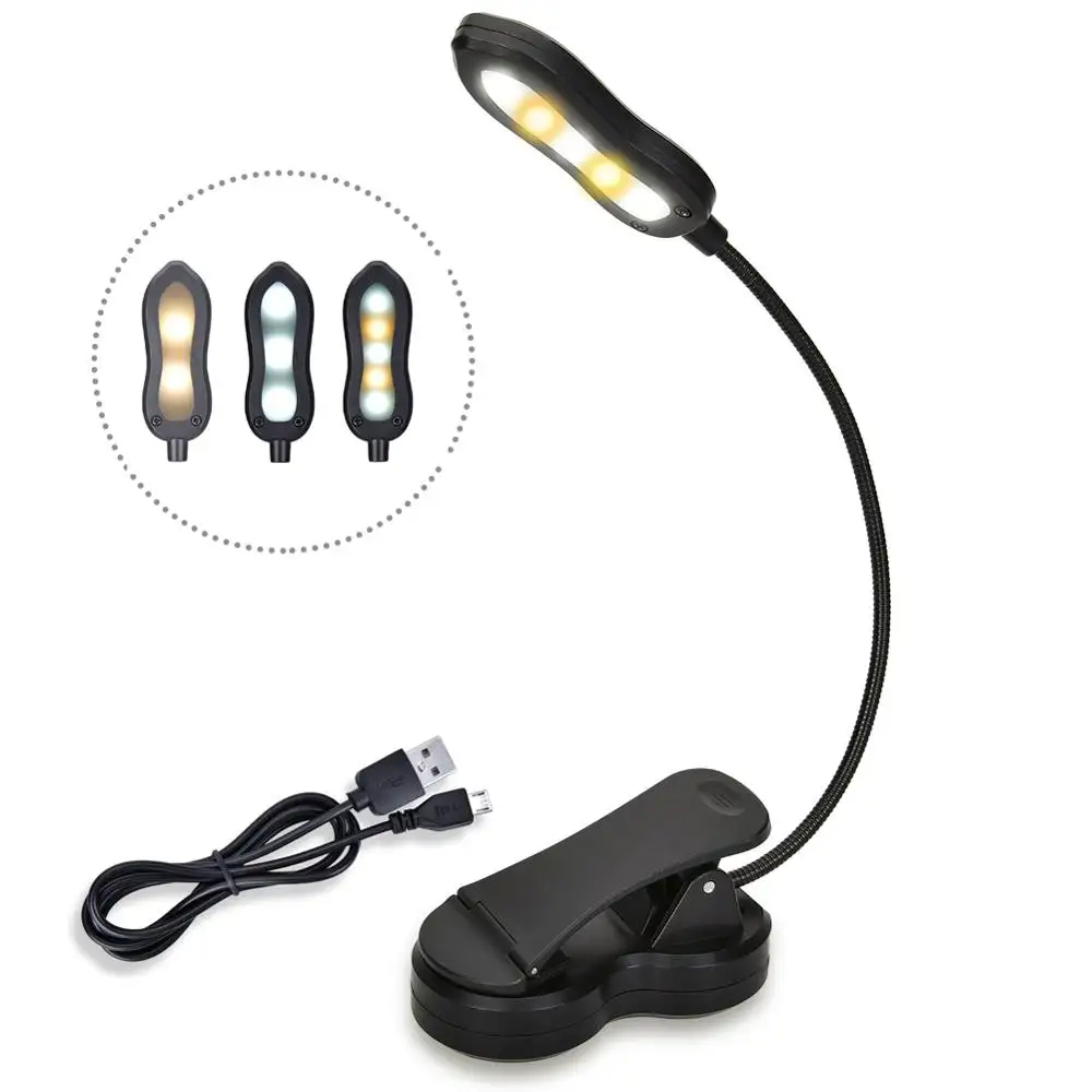 Rechargeable Book Light, Clip on LED Book Lamp, 3 Colors x3 Levels Eye Care Reading Lights