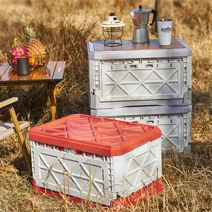 New Design Car Organizer Multifunktion ale Küche Kunststoff Klapp behälter Faltbare Camping Aufbewahrung sbox mit Holz Tischplatte