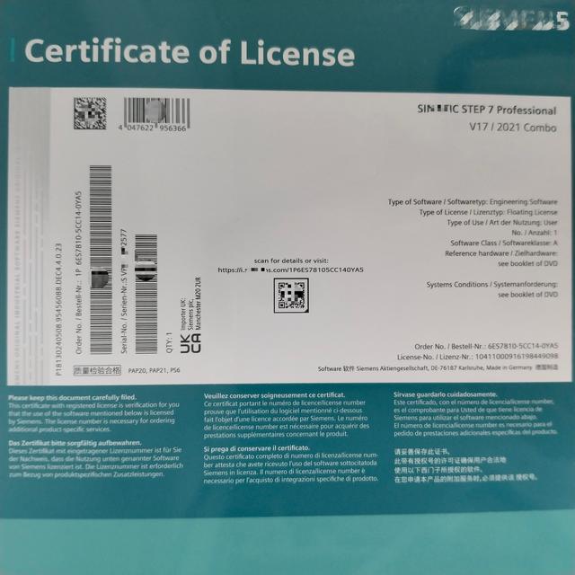 Direct Selling Industrial Control Module 6ES7810-5CC14-0YA5 Software SIMATIC STEP 7 Professional V17/2021 Combo TIA Portal