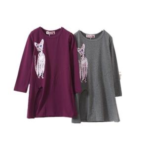 Ropa Infantil Estilo Coreano, Vestido Deportivo de Manga Larga con Estampado de Gato para Niñas Pequeñas, de Proveedor Chino - Product Image 1