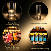 Juego de Vasos de Cristal Modernos y Ecológicos Shunstone de 2oz con Base Pesada (Más de 5 Unidades) con Caja de Madera para Whisky, Tequila y Vodka