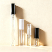 Flacon d'échantillon de parfum en verre transparent cylindrique mince de 5 ml de haute qualité, rechargeable, portable, vide, pour voyage, fiole de décanter de parfum