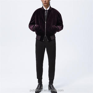 Blouson bombardier en velours pour homme, logo personnalisé, ample, décontracté, à la mode, 100% polyester, OEM, vente en gros - Product Image 4