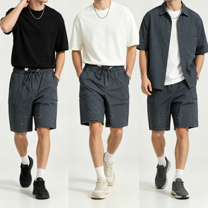 Shorts cargo pour hommes avec logo personnalisé, poches, coton léger, imprimé logo vieilli, grande taille, shorts d'extérieur pour hommes - Product Image 1