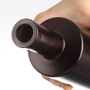 Bouteille de vin en verre givré noir, bouteille vide haut de gamme pour whisky et <span class=keywords><strong>vodka</strong></span>, logo personnalisable, bouteille de vin rouge élancée - Product Image 3