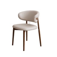 Chaise de salle à manger sans accoudoirs en cuir rembourré, style nordique moderne minimaliste, avec structure métallique, pour la maison, l'hôtel et la restauration
