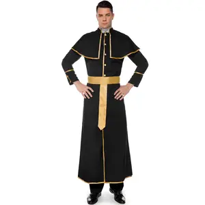 M-XL Halloween Priest Costume Clothing Masquerade Ball missionary robe Men's performance costume