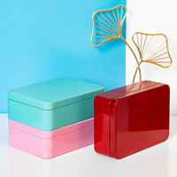 Boîte en Fer Blanc Rectangulaire en Gros 14 x 10 x 4,5 cm, Récipient de Rangement Organisateur pour la Maison, pour Emballage de Cadeaux, Bonbons et Biscuits