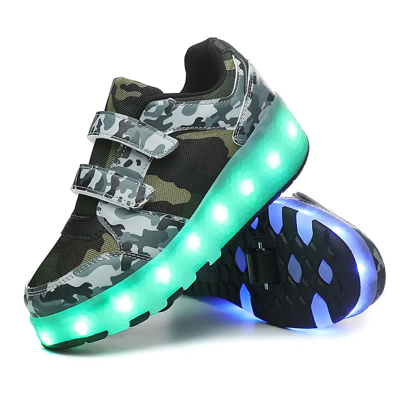 Sepatu roda tunggal LED bersinar, sepatu roda tunggal populer, pengisian daya USB, sepatu olahraga, sepatu Roller Skating, katrol sabuk nyaman, roda ganda, bercahaya, LED, pengisian daya USB