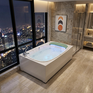Baignoire et <span class=keywords><strong>spa</strong></span> autoportant rectangulaire moderne <span class=keywords><strong>en</strong></span> acrylique de 1,82 m pour 2 personnes, avec 30 jets de <span class=keywords><strong>massage</strong></span> profond pour adultes - Product Image 1