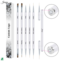 Nouvel Arrivage – Ensemble de Pinceaux à Ongles Professionnels avec Manche Métallique Blanc et Logo Personnalisé – Double Pinceau pour Gel, Idéal Salon et Domicile
