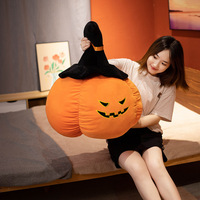Coussin Citrouille d'Halloween Mignon et Créatif, Jouet en Peluche Rond de Forme Irrégulière avec Rembourrage en Coton PP pour Bébés de 0 à 24 Mois