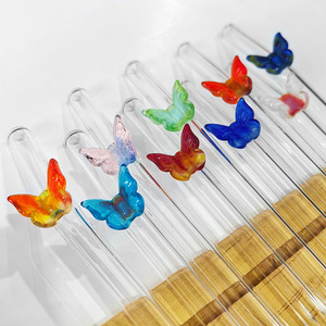 หลอดแก้วทรงผีเสื้อสีสันสดใส8มม. เป็นมิตรกับสิ่งแวดล้อมและทนความร้อนทำจากดอกไม้ที่ได้รับแรงบันดาลใจจากการไล่ระดับสีทำจากซิลิโคนรีไซเคิล - Product Image 2