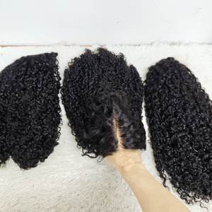 $56 Promotion Letsfly 14"-24" 5x5 Glueless Transparent Lace Closure SDD Pixie Curly <b>Wigs</b> Raw Virgin Curly Human Hair Full <b>Wig</b> - Product Image 4