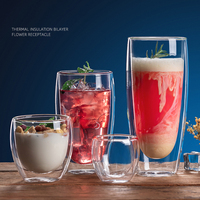 Ensemble de tasses à café et à thé en verre à double paroi isolé avec cuillère et poignée 200 ml Design à double paroi en verre Tasse à café en céramique transparente