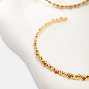 Grosir trendi Open Grain bentuk C gelang manset polos 18K lapis emas baja tahan karat minyak menetes Polka Dot - Product Image 4