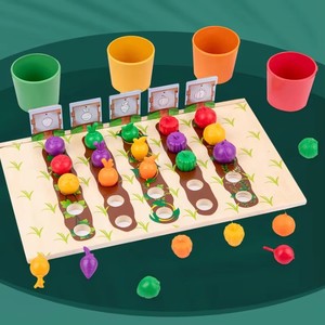 Nouvelle conception de tasse de tri de couleur de ferme de fruits en bois pour enfants jouets <span class=keywords><strong>jeux</strong></span> d'assortiment éducatifs précoces pour enfants - Product Image 4