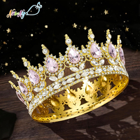 En stock, vente en gros, décoration de gâteau d'anniversaire, couronne de reine en alliage de luxe pour femmes, grand modèle avec strass