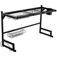 Égouttoir à vaisselle multifonctionnel et durable en acier au carbone, à double niveau, pour évier de cuisine, boîte de rangement pour vaisselle