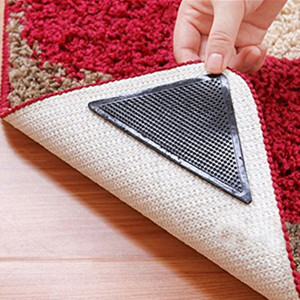 4PCs Anti Skid Corners Pads Reusable Rug Grippers Non Patch Mat Triangle Washable Carpet Grip Adhesive Stopper Tape <b>Sticker</b> - Product Image 4