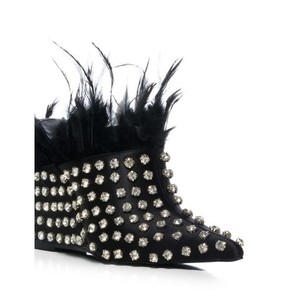 ขายร้อนผู้หญิง Feather ลิ่มล่อสุภาพสตรีชี้ Toe Rhinestone Studded ออกแบบลิ่มส้นรองเท้าแตะล่อ - Product Image 5