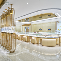 Comptoir de magasin en bois pour bijoux en or sur mesure avec éclairage LED, vitrine en verre écologique et décoration de bijouterie