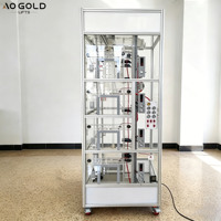 Modèle d'entraînement transparent pour ascenseurs et escaliers mécaniques à effet de flamme simulée, 4/6 étages, avec liaison de secours métallique pour hôtels et hôpitaux