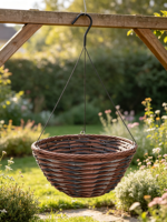 Pot suspendu tressé multicolore torsadé, crochet métallique, doublure en plastique imperméable, panier à fleurs suspendu d'intérieur