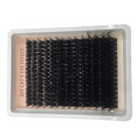 Kit de Cils en Grappes Volume DIY, Extensions de Cils Courbure D, Fabriquées à la Machine, Imperméables, Synthétiques Noires avec Tige en Coton