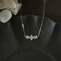 925 Sterling Silber Halskette 14K Goldfarben Plattiert Drei-Blumen-Stein-Anhänger Roségold Schlüsselbein-Kette Schmuck