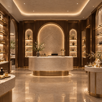 CIRI Neue Ladenvitrine LED Kosmetik-Display Goldener Parfümorganizer Dubai Verkaufstheke Komplette Kosmetikshop-Ausstattung