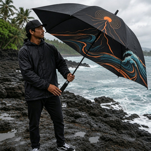 Parapluies promotionnels automatiques imperméables, couleurs personnalisées, résistants au vent, avec logo vague de mer, pour le voyage. - Product Image 3