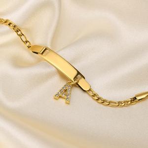 Braccialetto Personalizzato Lateefah con Nome Inciso, Ciondolo con Lettera in Zircone, <span class=keywords><strong>Gioielli</strong></span> Personalizzati in Acciaio Inossidabile per Bambini - Product Image 4